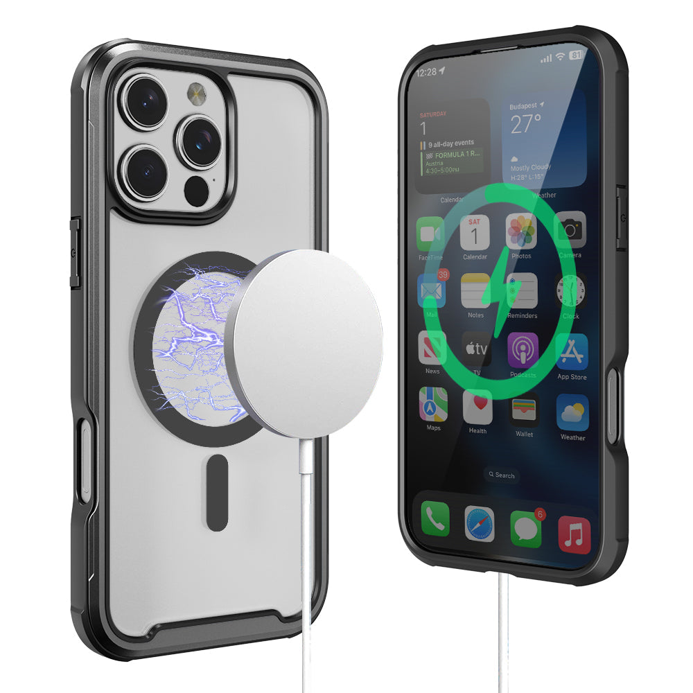 PULSE Aluminium Robuste MagSafe Hülle für iPhone 16 Pro Max – Matt Schwarz