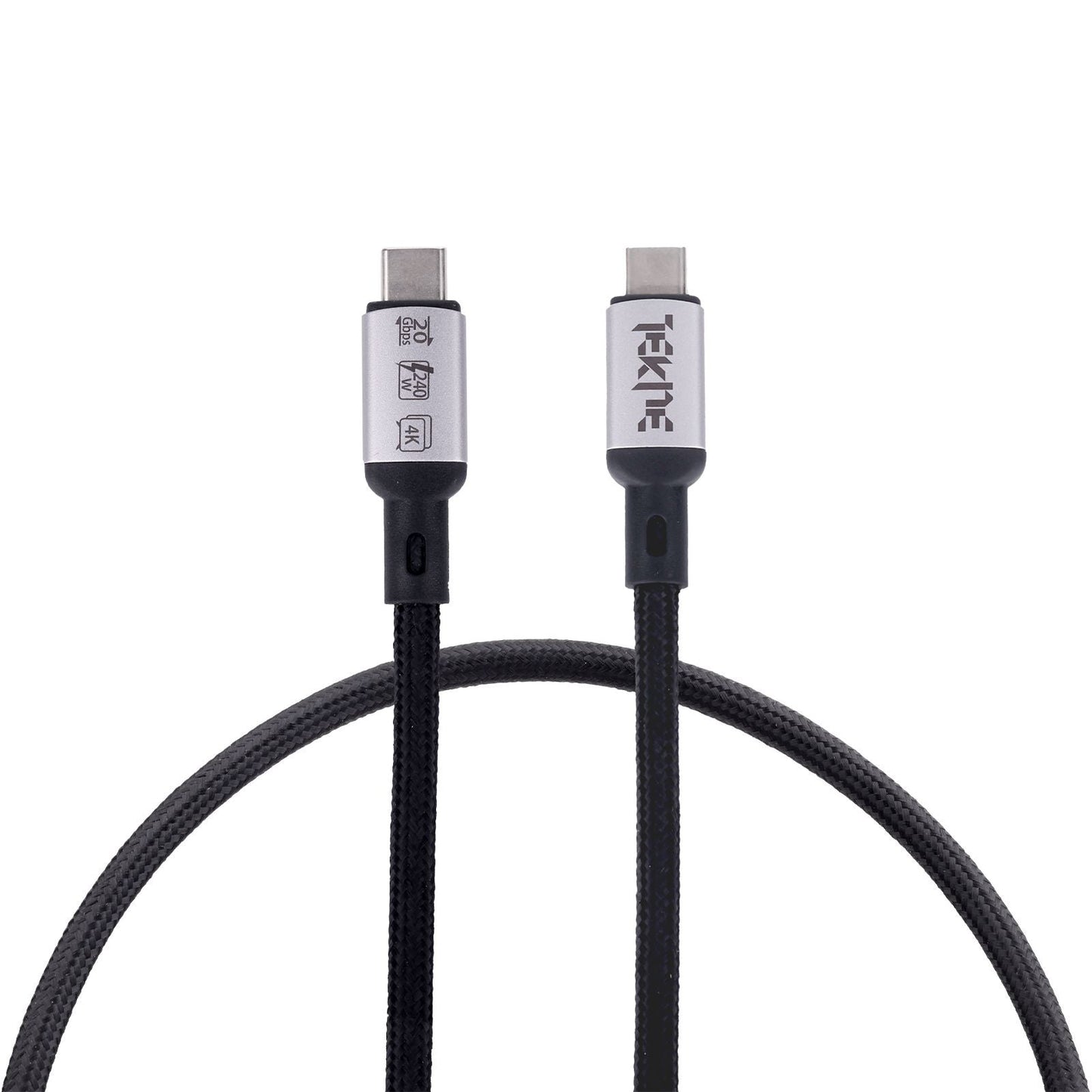 Tekne 240W USB4 Geflochtenes Kabel | Ultraschnelles Laden & 20 Gbit/s Datenübertragung | Robustes 2m Kabel - Schwarz
