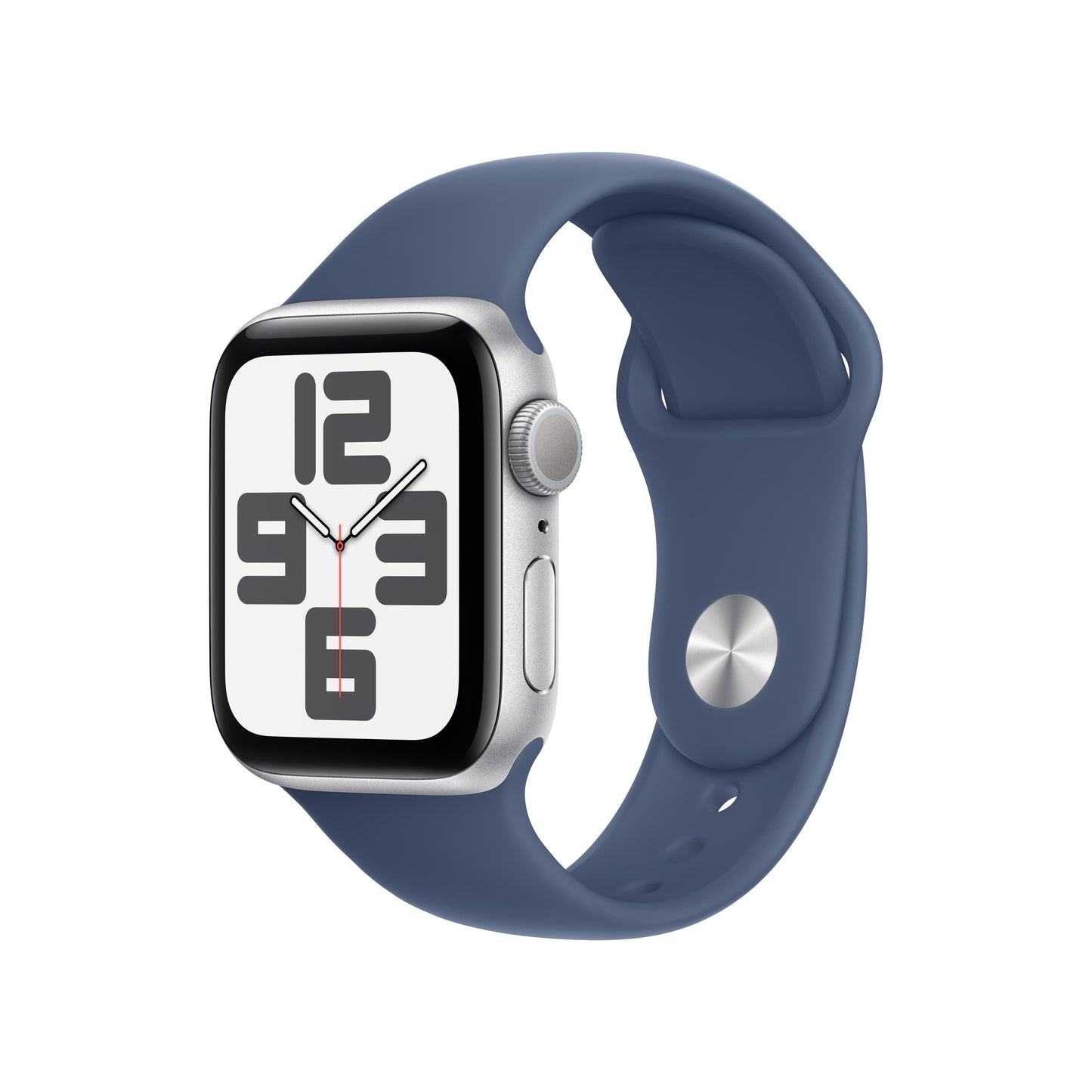 Apple Watch SE GPS, 40 mm Silber Aluminiumgehäuse mit Denim Sportarmband – S/M