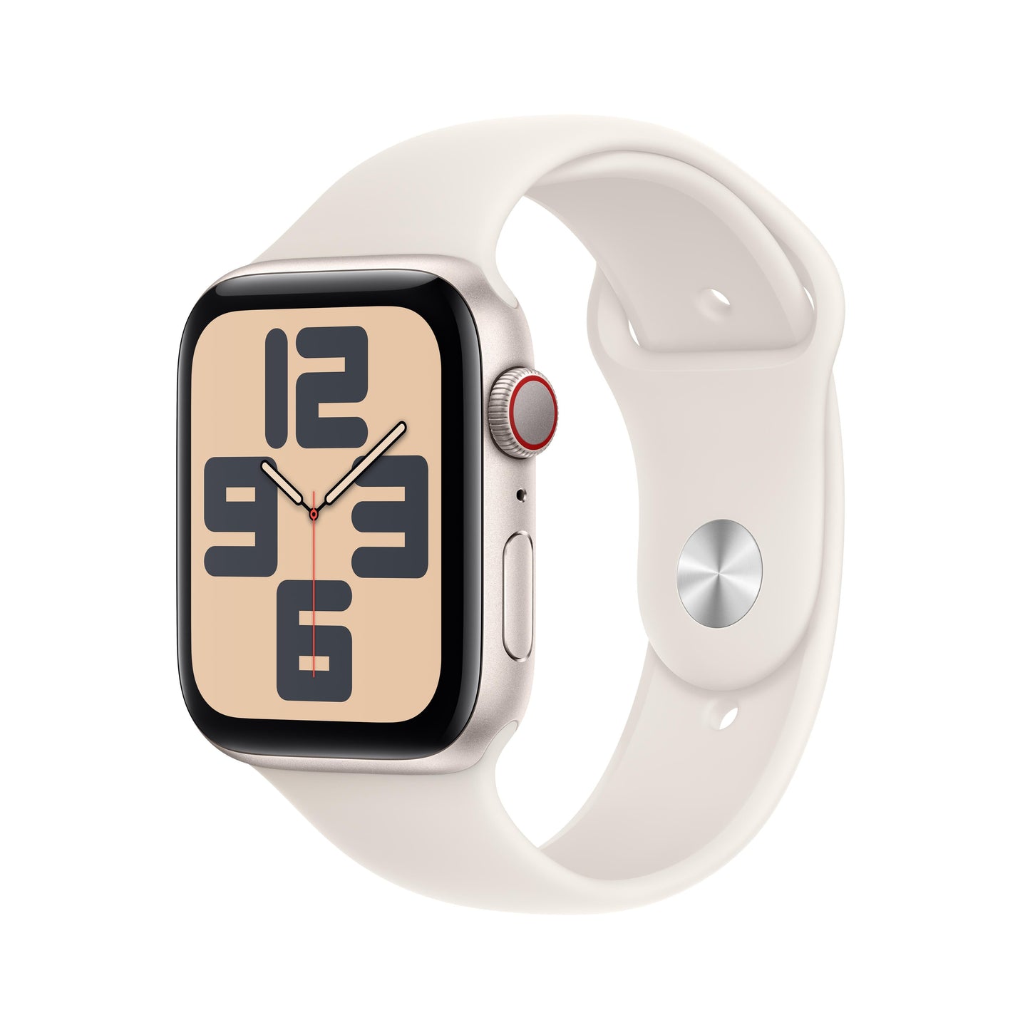 Apple Watch SE GPS + Cellular 44mm Starlight Aluminiumgehäuse mit Sportarmband Starlight - S/M