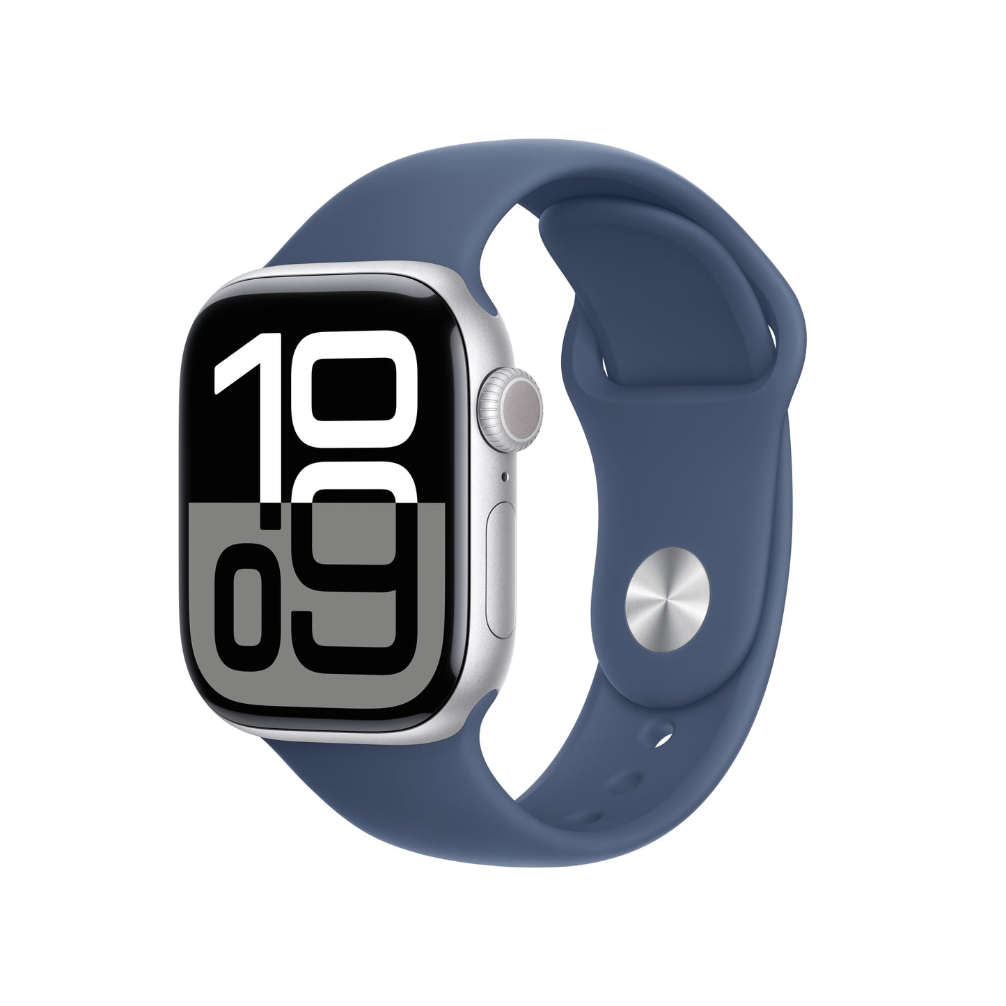 Apple Watch Series 10 GPS 42mm Aluminiumgehäuse Silber mit Sportarmband in Denim – M/L