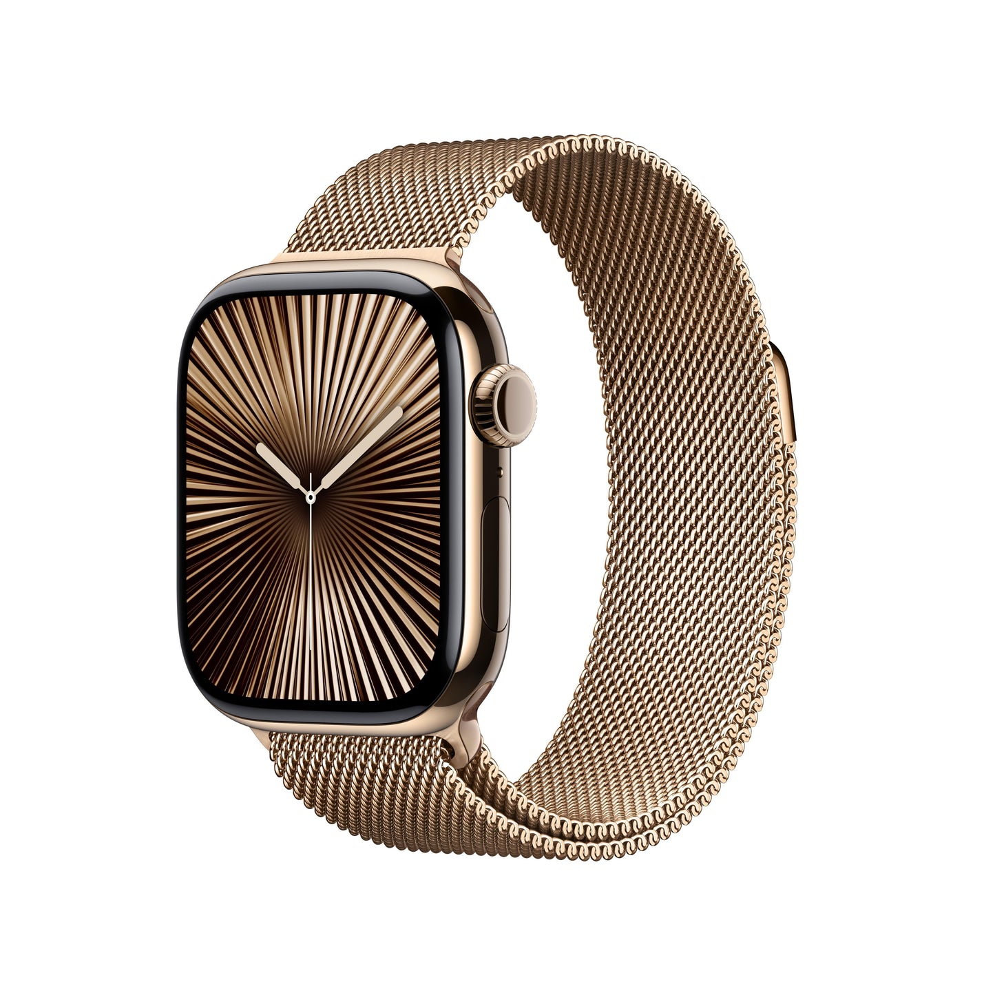Apple Watch Series 10 GPS + Cellular 42mm Titangehäuse Gold mit goldenem Milanaise-Armband