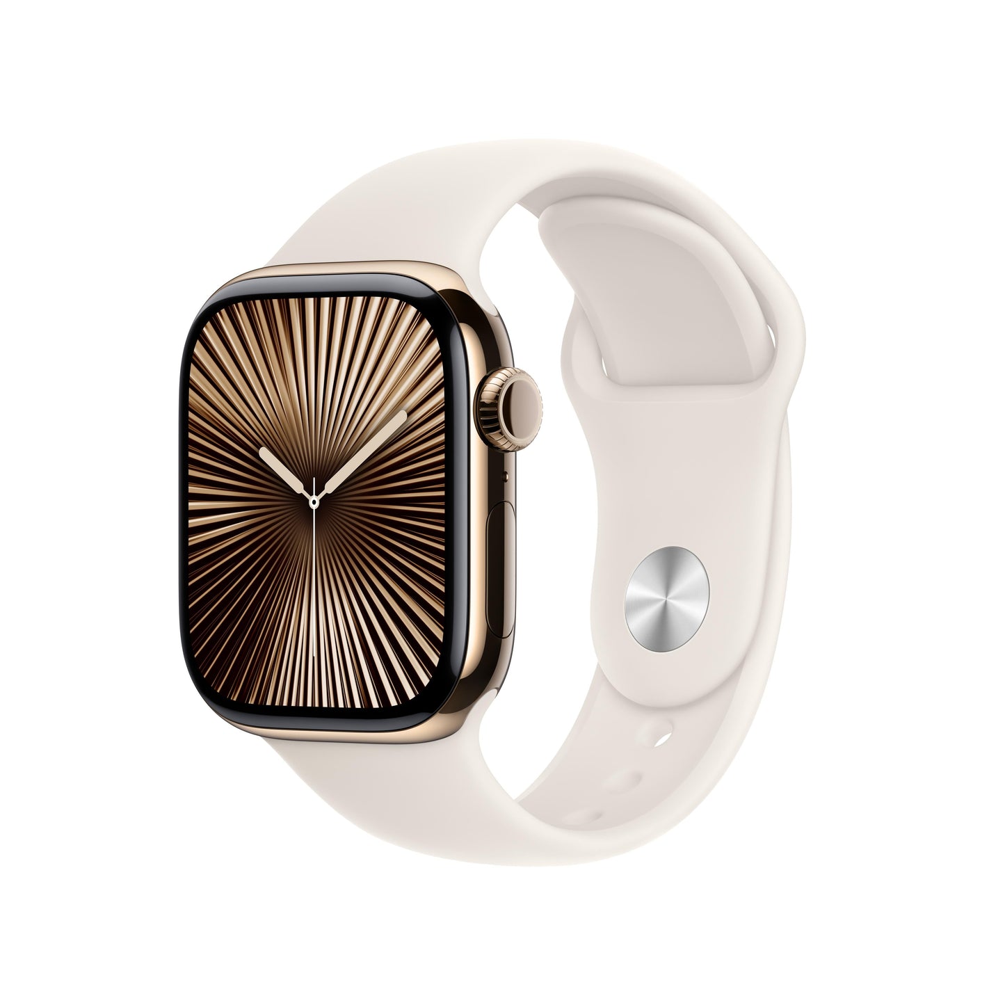 Apple Watch Series 10 GPS + Cellular 42mm Titangehäuse Gold mit Sportarmband Polarstern - M/L