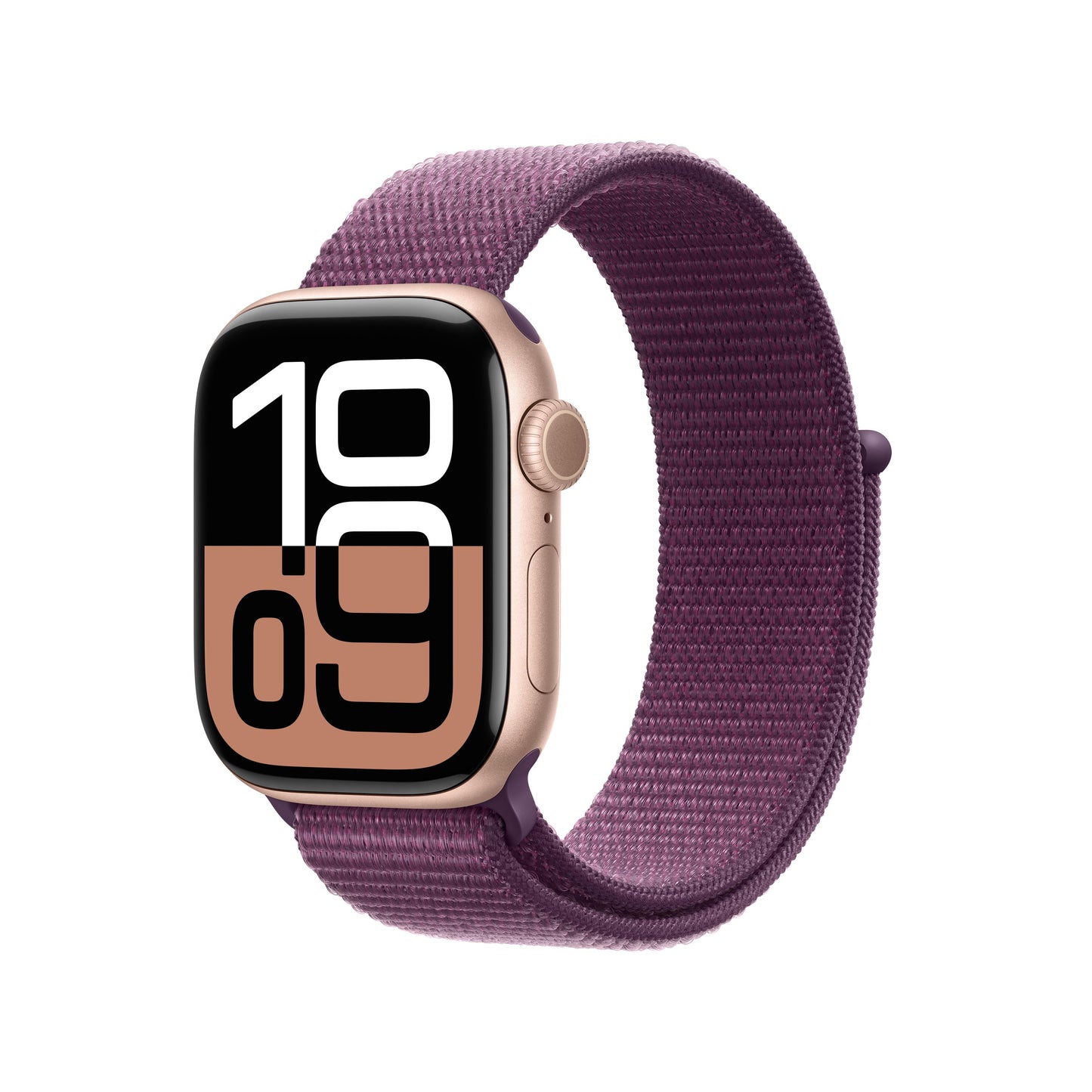 Apple Watch Series 10 GPS + Cellular 42 mm Roségold Aluminiumgehäuse mit Pflaumenfarbenem Sport Loop