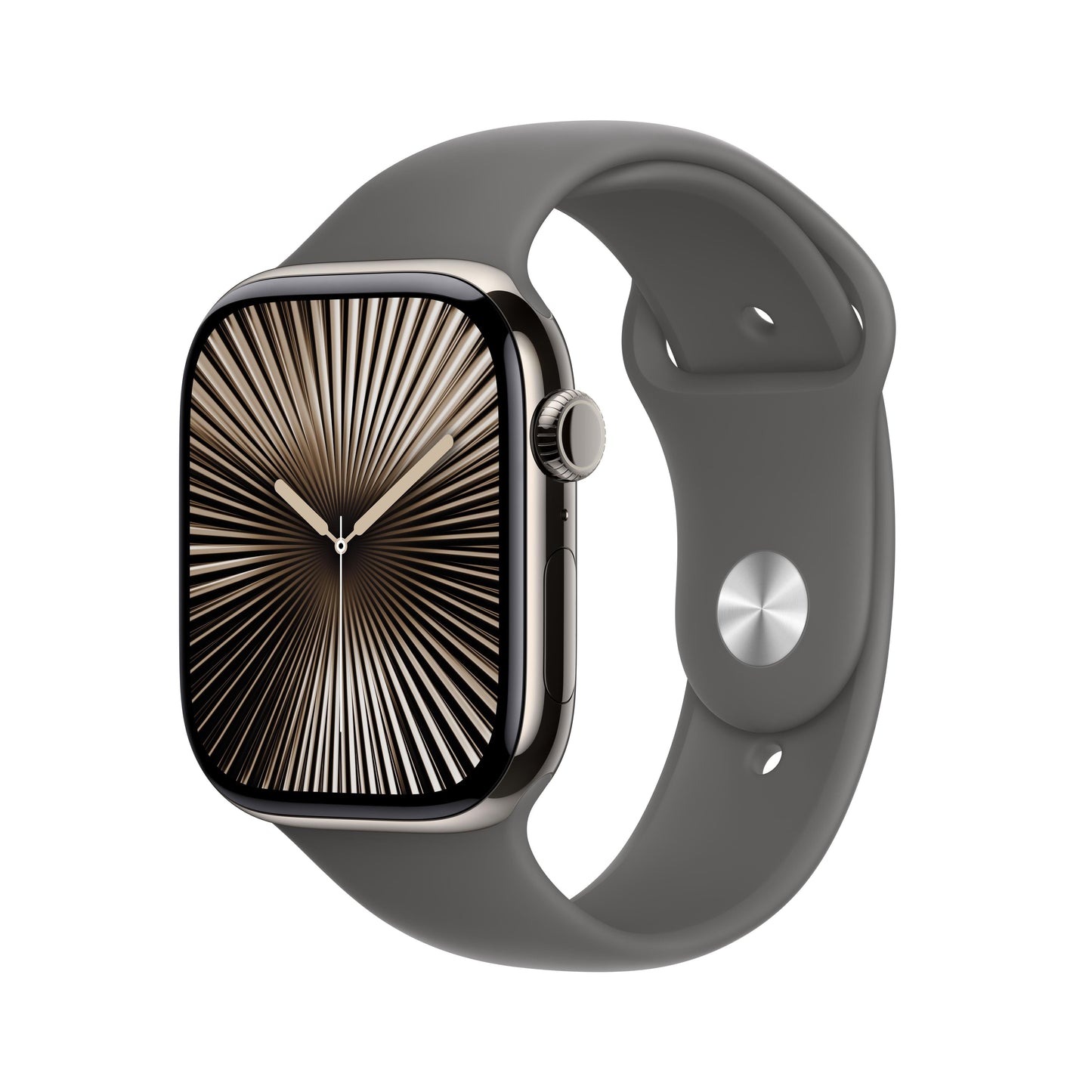 Apple Watch Series 10 GPS + Cellular 46mm Titangehäuse Natur mit Sportarmband Steingrau - S/M