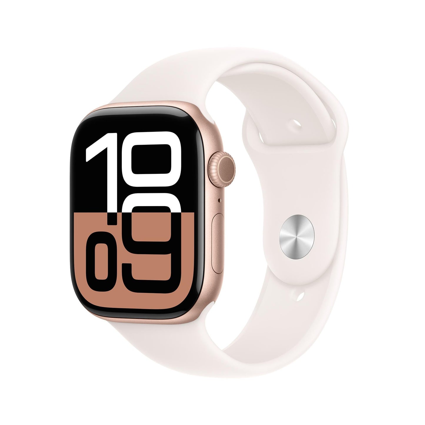 Apple Watch Series 10 GPS 46mm Aluminiumgehäuse Roségold mit Sportarmband Hellrosa – S/M