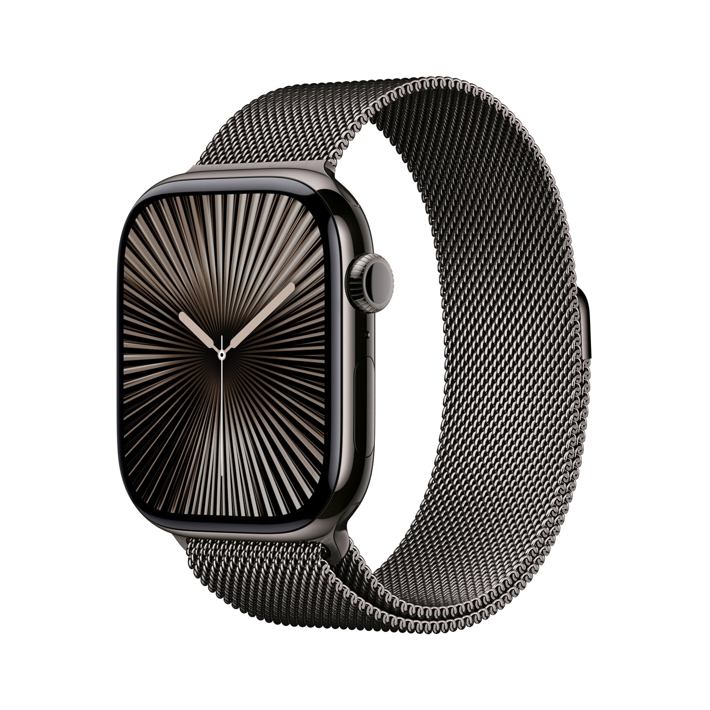 Apple Watch Series 10 GPS + Cellular 46mm Titangehäuse in Schiefergrau mit Milanaise-Armband in Schiefergrau – S/M