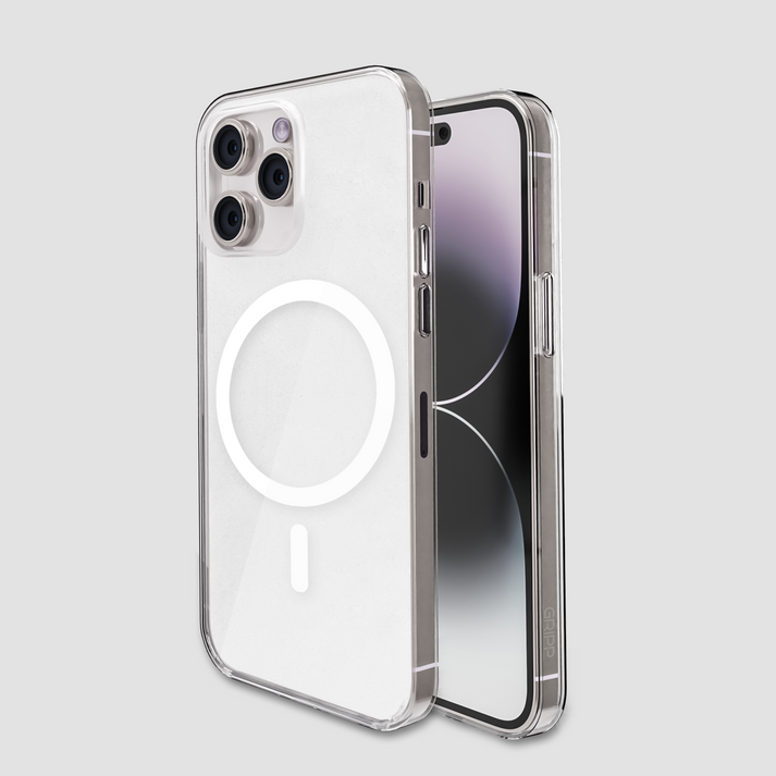 Gripp ICE frost MagSafe Hülle für Apple iPhone 15 Pro Max (6.7) mit weißem Ring – Klar Frost