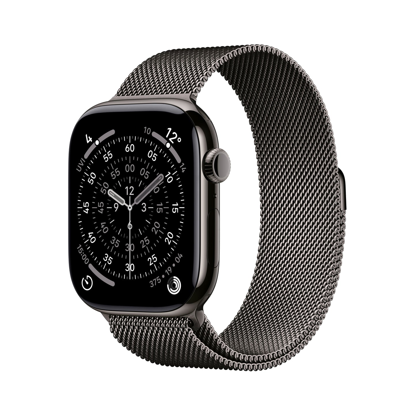 Apple Watch Series 11 GPS + Cellular 46mm Titangehäuse in Schiefergrau mit Milanaise-Armband in Schiefergrau – M/L