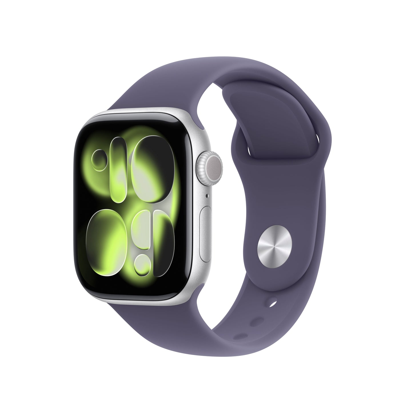 Apple Watch Series 11 GPS + Cellular 42mm Silber Aluminiumgehäuse mit Sportarmband Nebellila - S/M