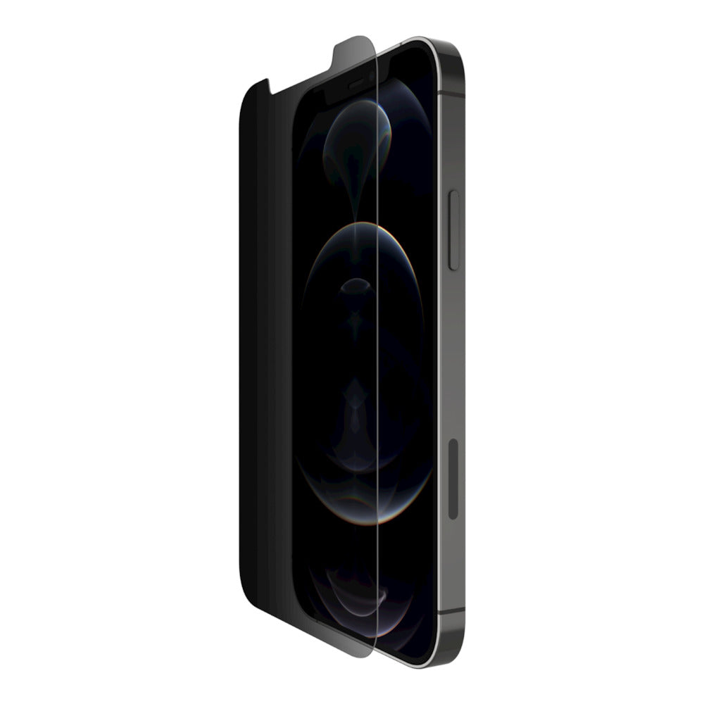 Belkin SCREENforCE Blickschutzfolie aus gehärtetem Glas mit antimikrobiellem Schutz für iPhone 12 / iPhone 12 Pro