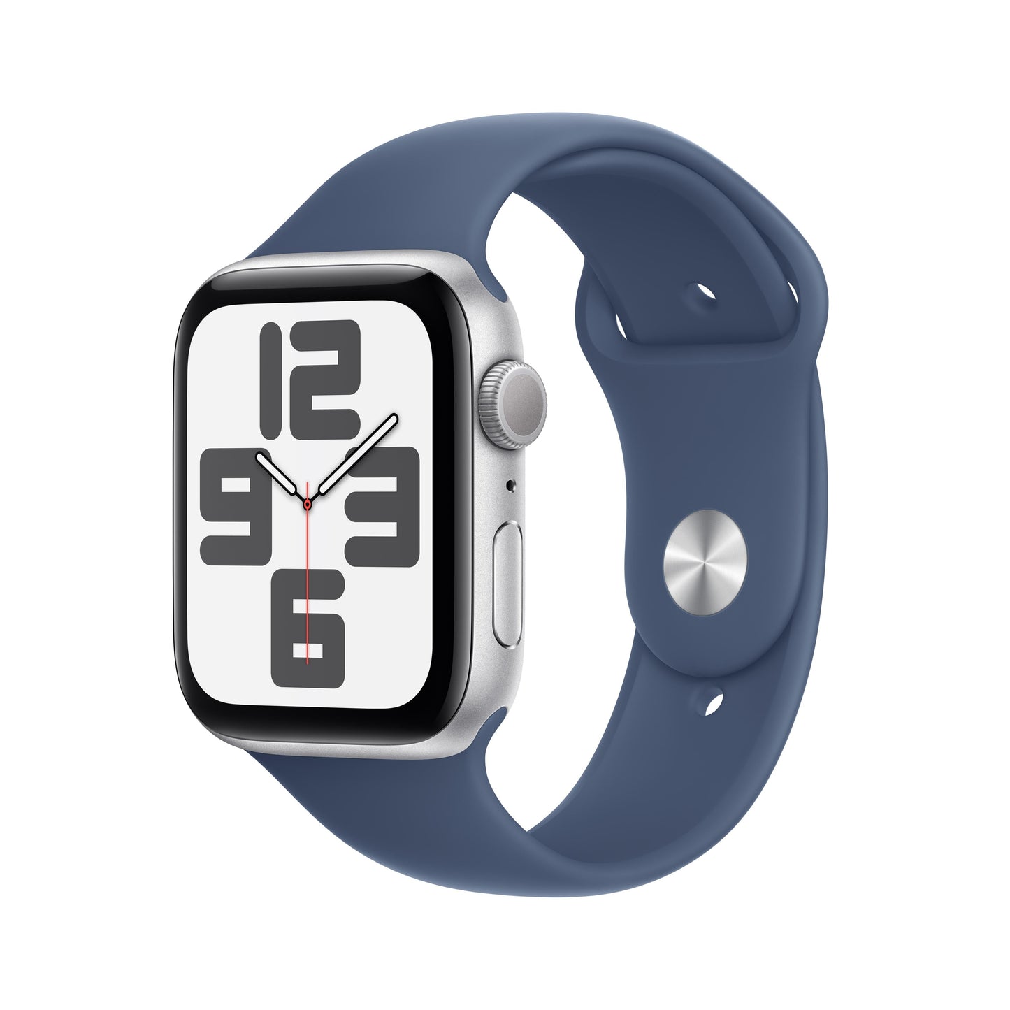 Apple Watch SE GPS 44mm Silber Aluminiumgehäuse mit Sportarmband aus Denim – M/L