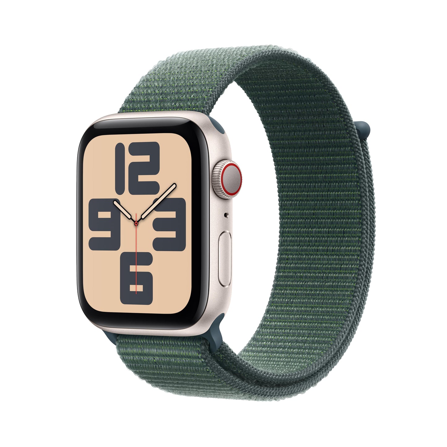 Apple Watch SE GPS + Cellular 44mm Aluminiumgehäuse in Polarstern mit Sport Loop in Seegrün