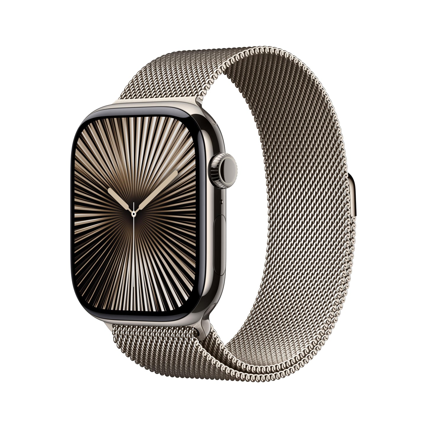 Apple Watch Series 10 GPS + Cellular 46mm Titangehäuse Natur mit Milanaise-Armband Natur - S/M