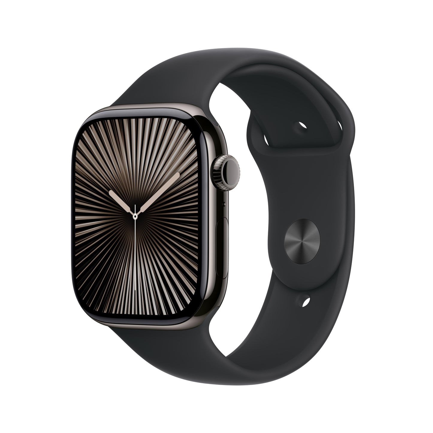 Apple Watch Series 10 GPS + Cellular 46mm Titangehäuse in Schiefer mit Sportarmband Schwarz - M/L