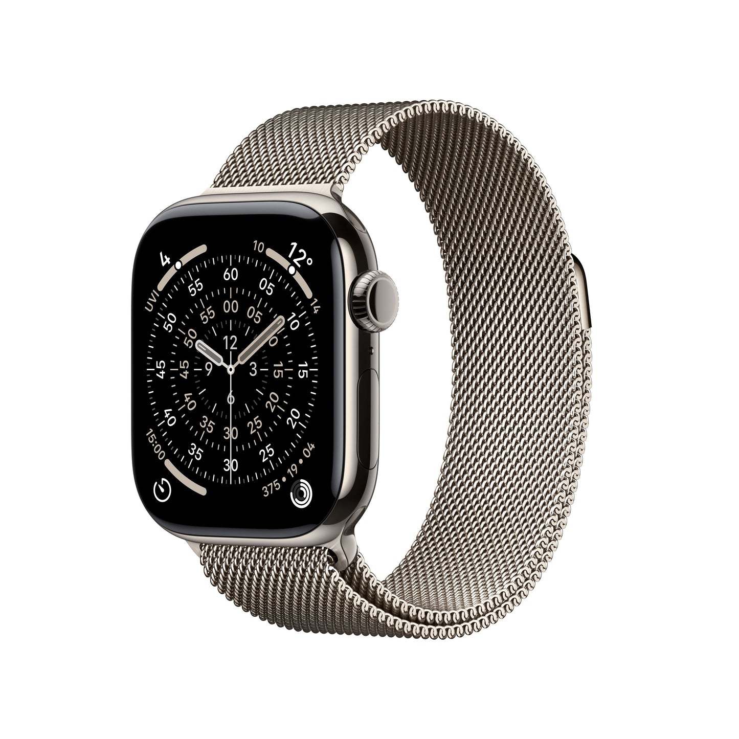 Apple Watch Series 11 GPS + Cellular 42 mm Gehäuse aus natürlichem Titan mit gewebtem Sportarmband in natürlichem Titan
