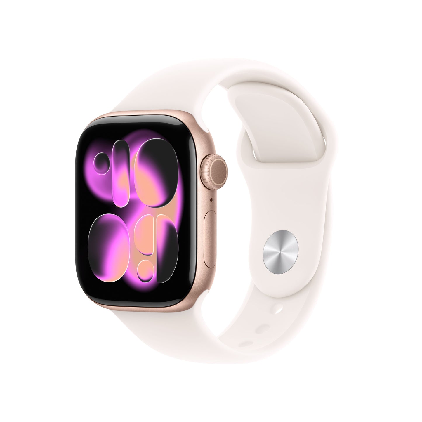 Apple Watch Series 11 GPS + Cellular 42mm Aluminiumgehäuse Roségold mit Sportarmband Hellrosa - S/M