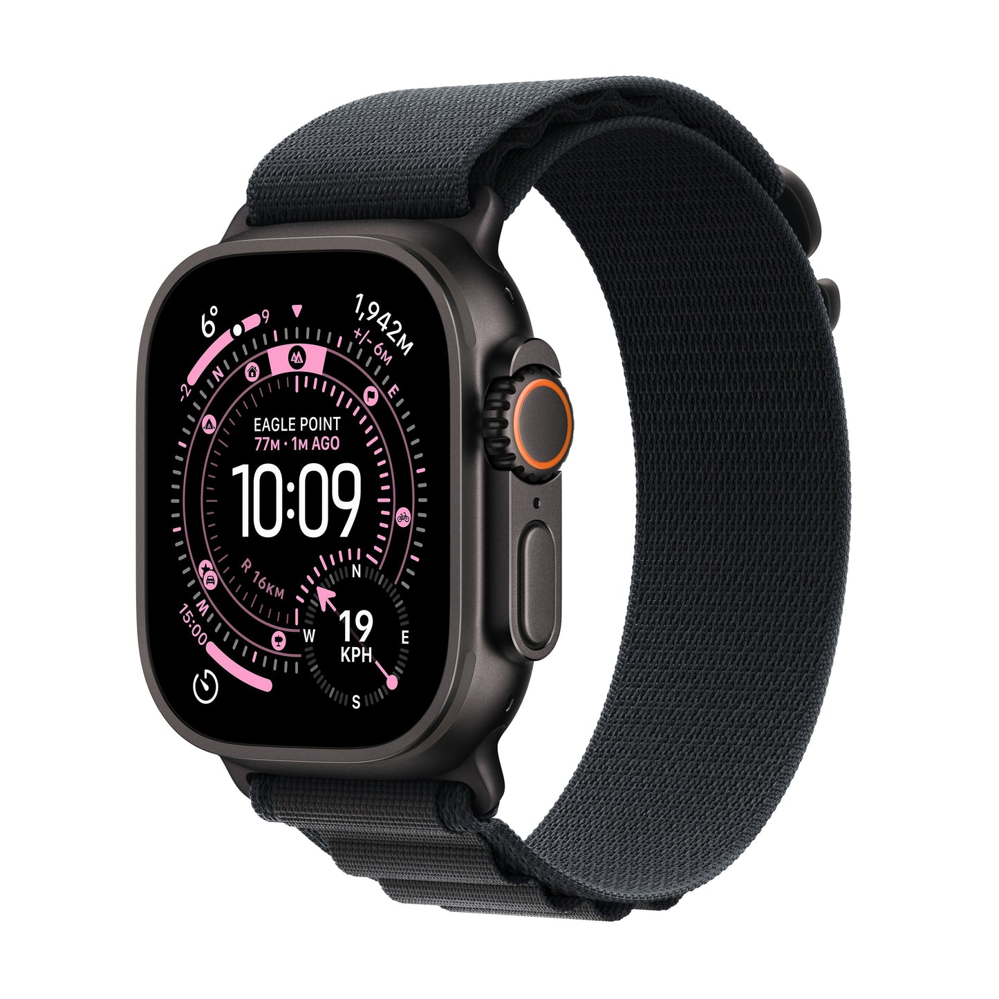 Apple Watch Ultra 3 GPS + Cellular 49mm Titangehäuse Mitternacht mit Schwarzem Alpine Loop - Größe M