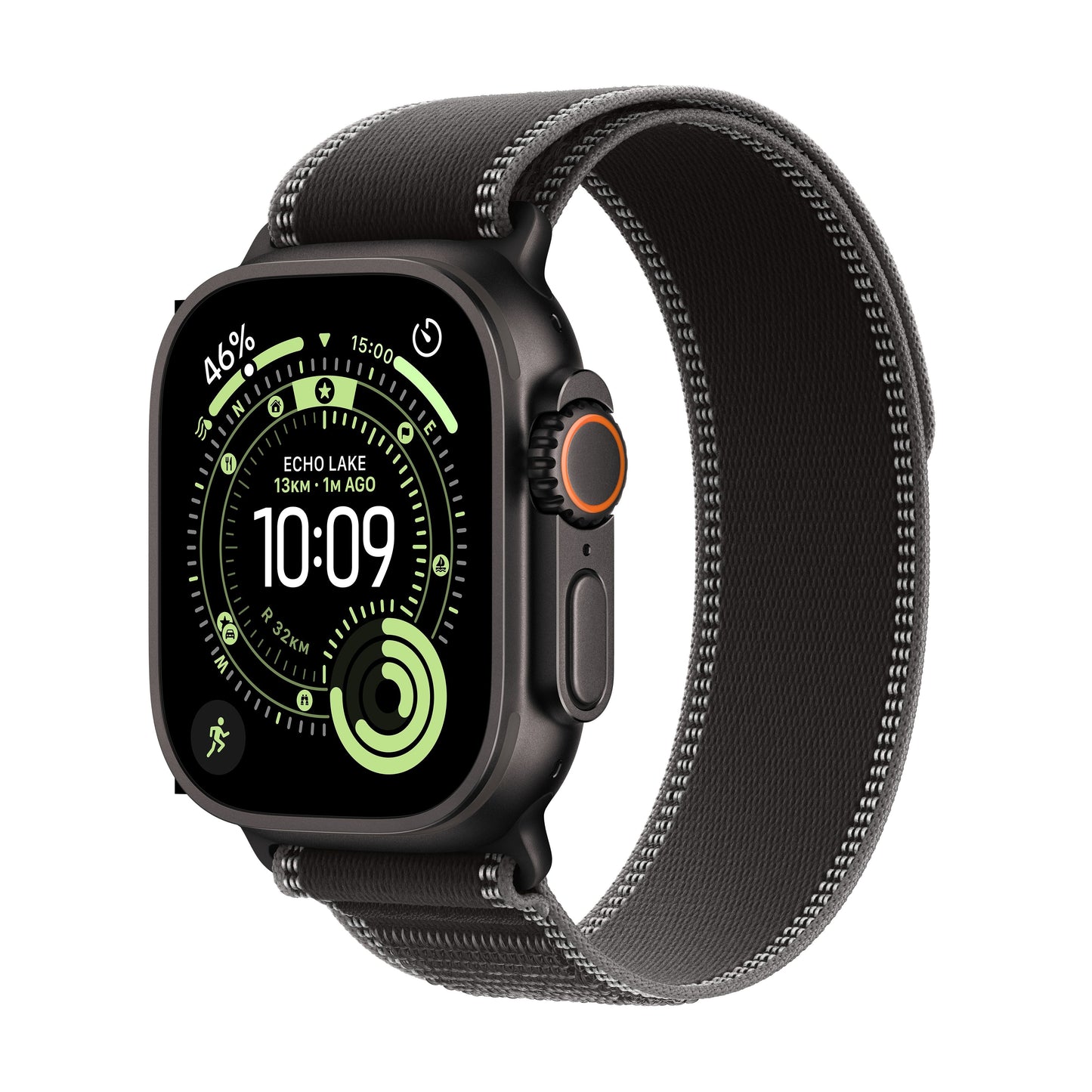 Apple Watch Ultra 3 GPS + Cellular 49mm Schwarzes Titangehäuse mit Schwarz/Anthrazit Trail Loop - M/L