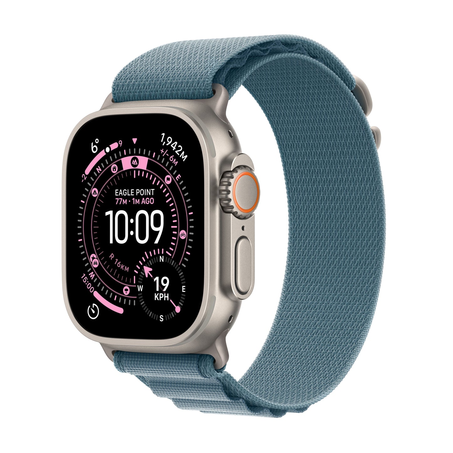 Apple Watch Ultra 3 GPS + Cellular 49mm Titangehäuse Natur mit Alpinarmband Lichtblau - Groß