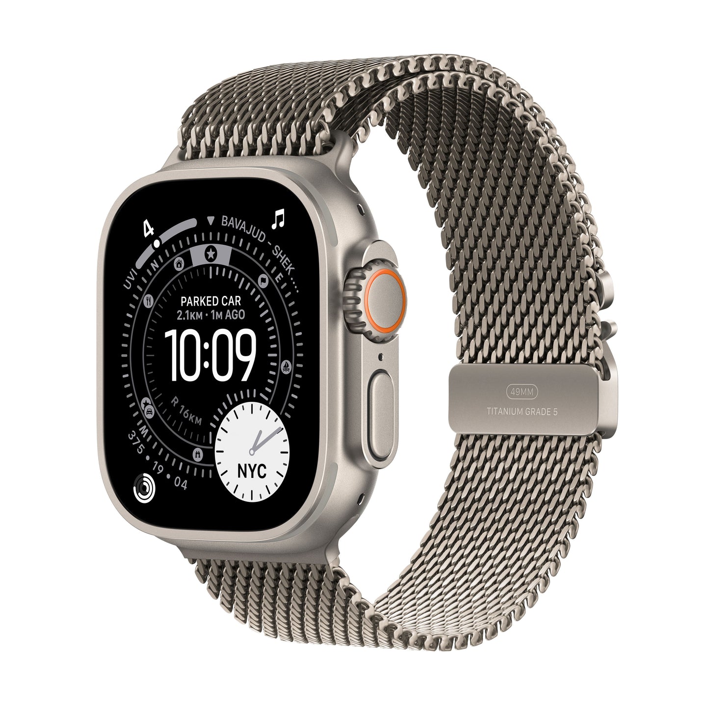 Apple Watch Ultra 3 GPS + Cellular 49mm Gehäuse aus natürlichem Titan mit gewebtem Armband aus natürlichem Titan - Klein